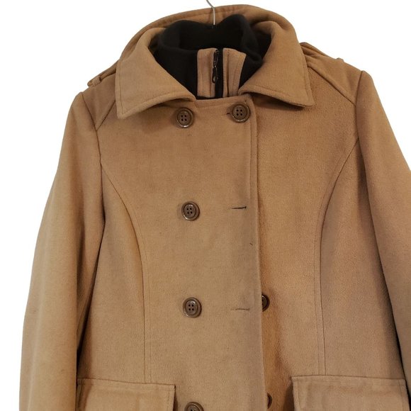 Altr'd State wool Coat size Medium double breast neutral tan zip button combo - Picture 4 of 12